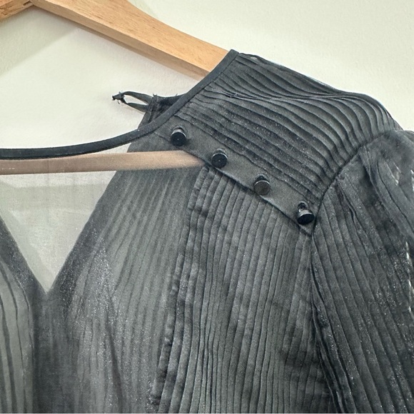 Isabel Marant organza pleated cathode ruffle blouse black size 40 US 8 - Picture 7 of 9